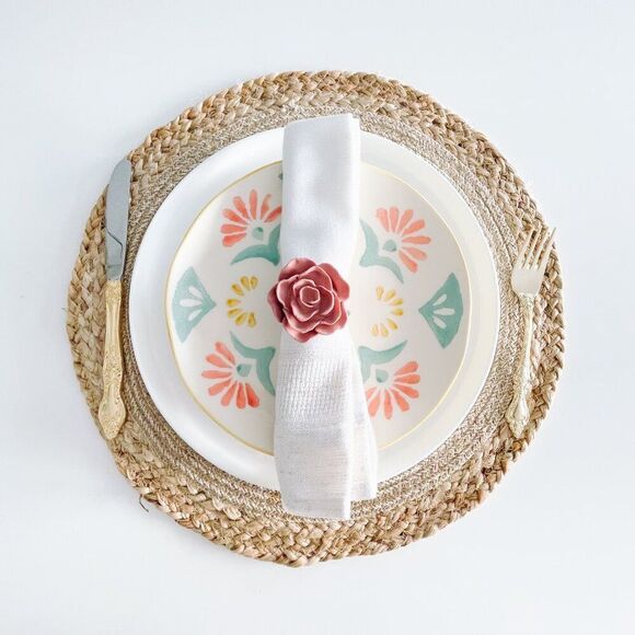 Elegant Rose Napkin Rings – Dusty Rose - Handmade - Wedding Party Event Planner - Picture 1 of 15